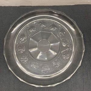 Anchor Hocking Clear Glass Floral Embossed Platter